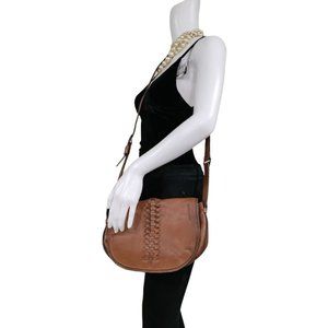 Banana Republic Ladies Bag Brown Leather U Shaped Crossbody Purse